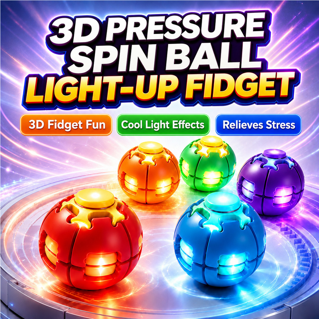 [Interactive Toy] Glow in Dark 3D Fidget Spinning Ball/LED Light Up Finger Gyroscope/Hand Training Decompression Ball fo