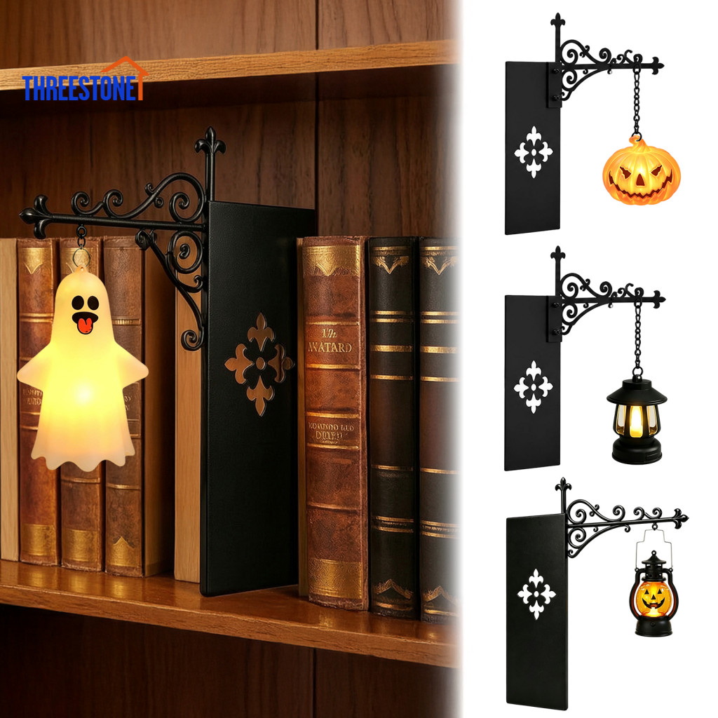 Cordless Shelf for Book Battery Operated Bookshelf Lamp Vintage Metal Halloween Light Battery-powered Warm Led Nightligh