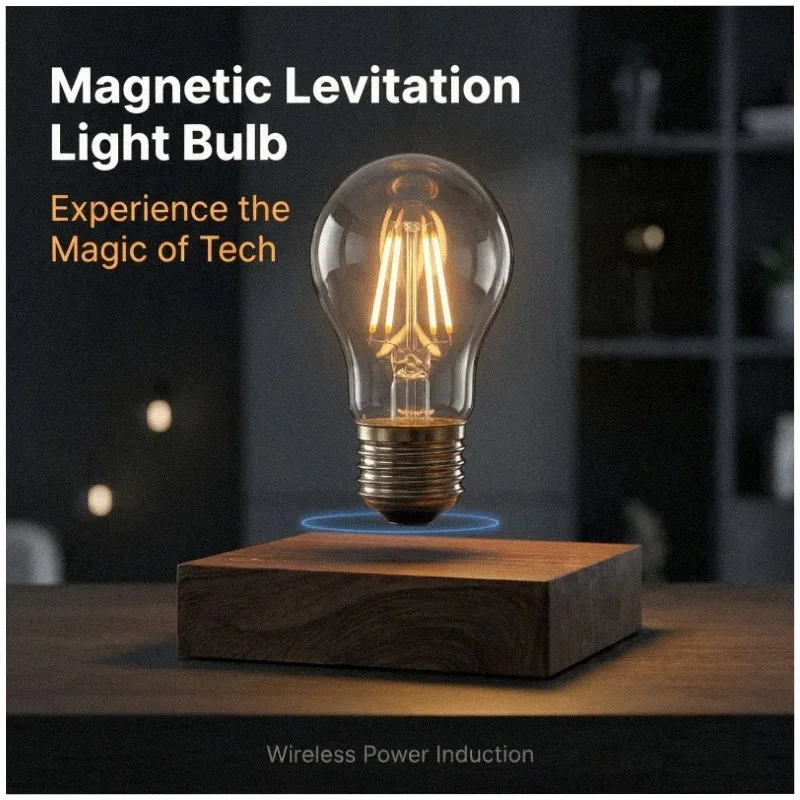 Magnetic Levitating Floating Wireless LED Light Bulb Desk Lamp for Unique Gifts Room Night Light Home Office Decor Tech Toy