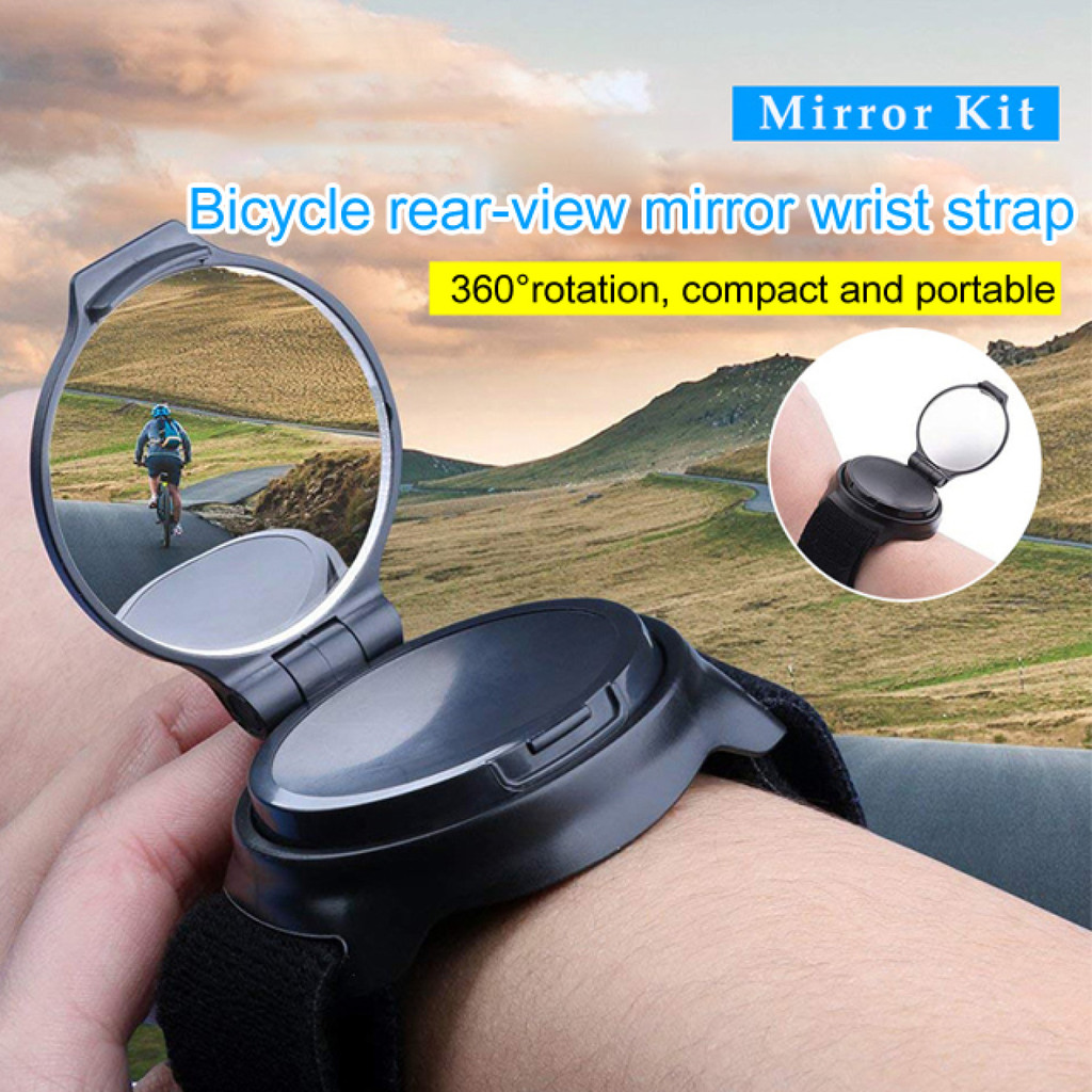 【Design Seguro】Bicycle Reflector Wrist Mirror Rearview Device 360 Rotation Crash Mirror Safety Performance Mirror/Bicicl