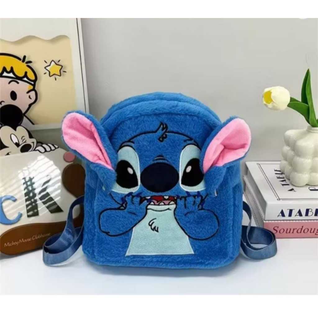 Stitch Mochila de Pelúcia Azul dos Desenhos Animados da Disney