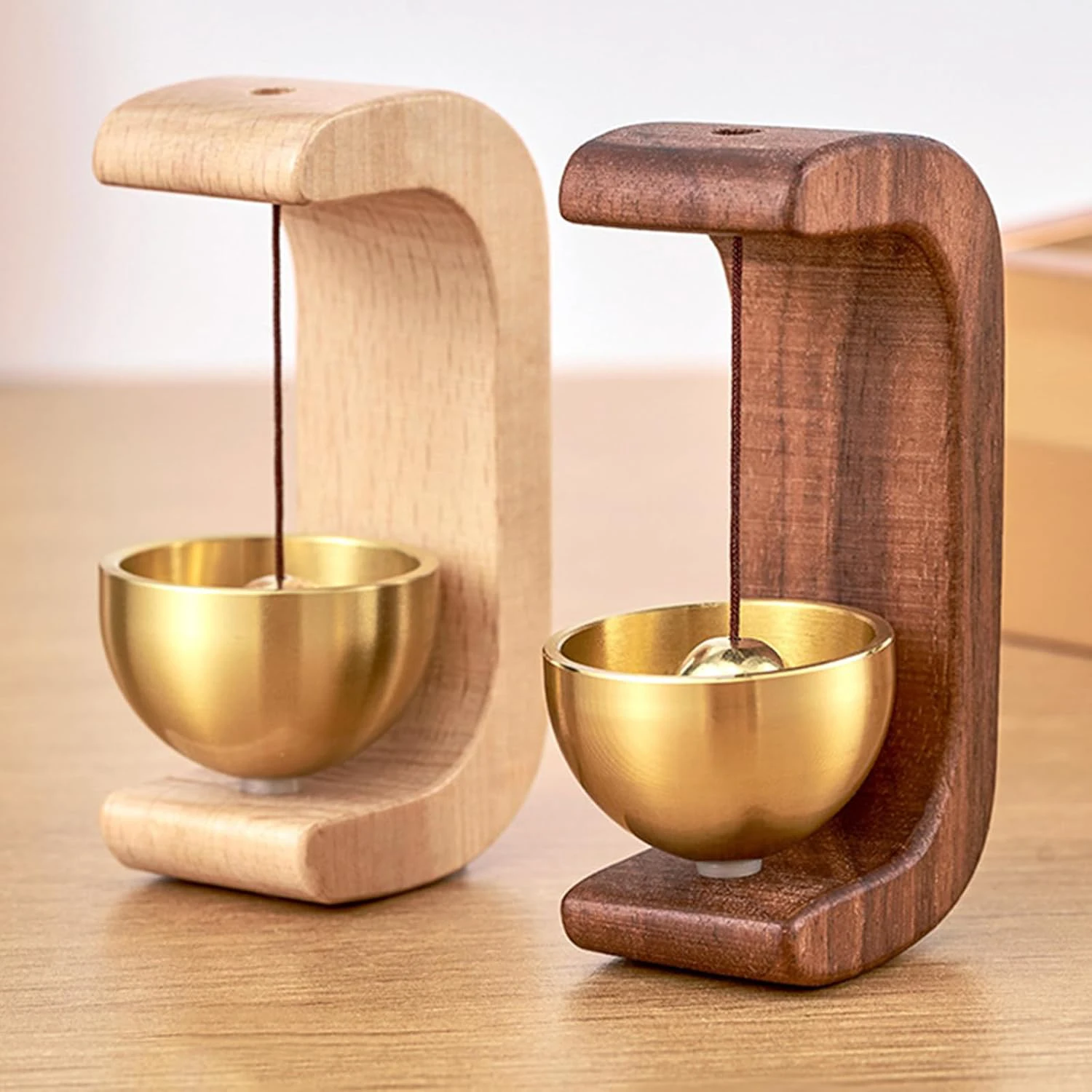 Brass Doorbell Reminder Magnetic Wooden Wind Chimes Self-adhesive DoorBell for Door Home Decorations