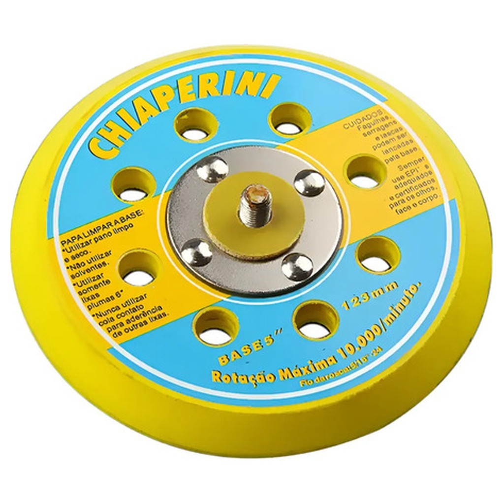 Base Velcro Chiaperini 5 Polegadas Suporte Lixa Lixadeira Roto Orbital CH O-15 123mm 10000rpm Rosca 5/16-24