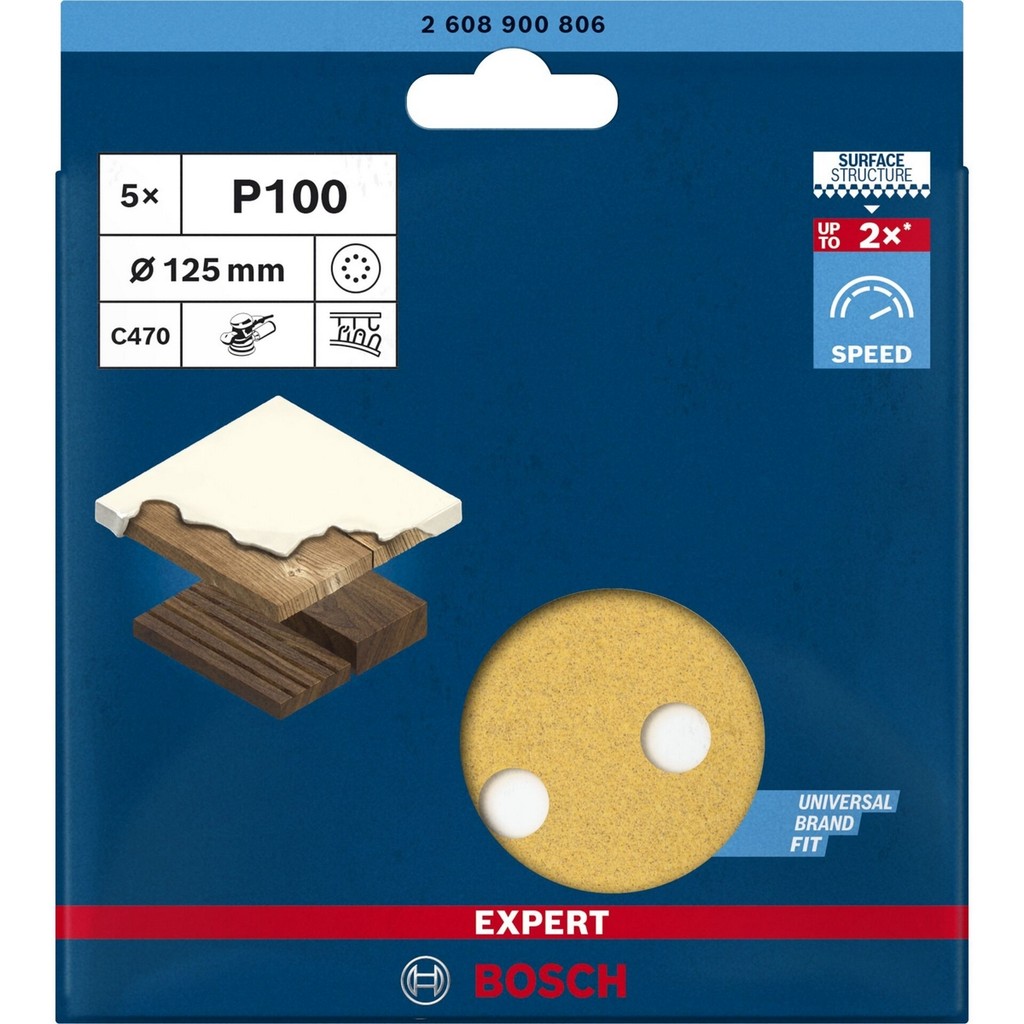 Disco De Lixa Auto Colante G100 125mm C/5 Bosch Roto-orbital 2608900806