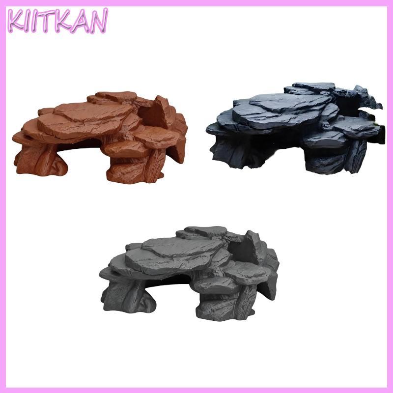 KIITK Rock Look Pet Hide Shelter Para Cave House Corner Use Caverna Camarão