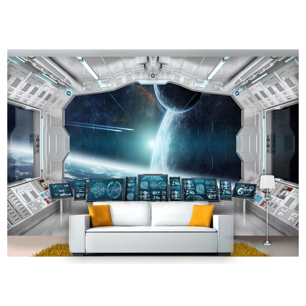 papel de parede Nave comando controle espaço 3d 6m² AT37