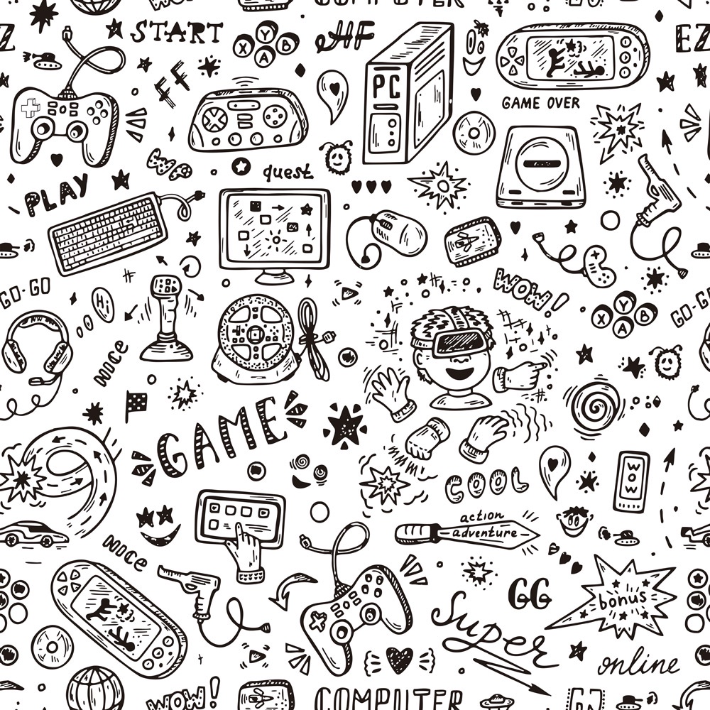Papel de Parede Gamer Controle Jogo Fundo Branco