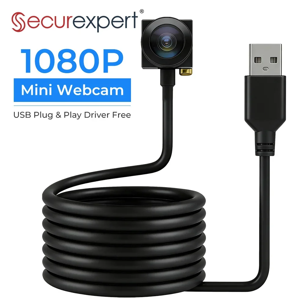 Securexpert 1080P Full HD Mini USB Camera Wide Angle 2.8/3.7mm Lens Plug and Play Webcam for Laptop PC Computer CCTV Web Camera