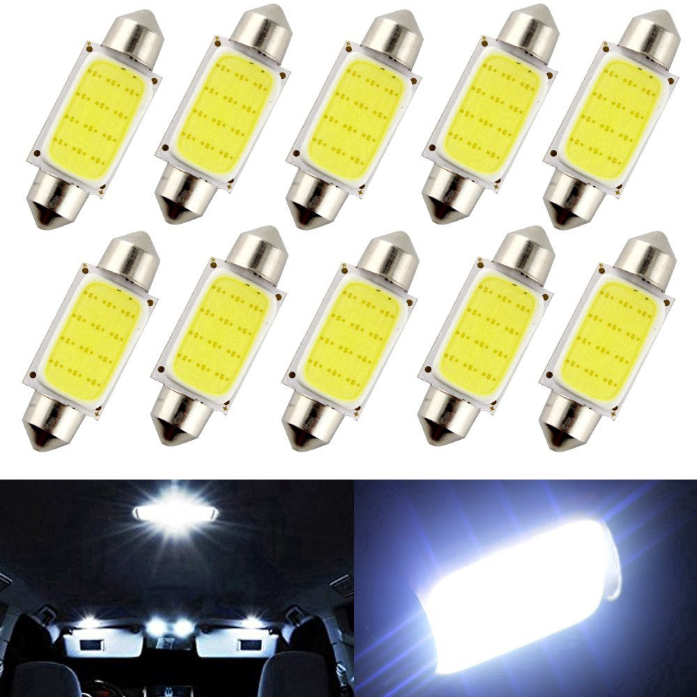 J&M 10pcs Luminária de Teto LED Festoon COB Lâmpada Automotiva DC12V 1.5W Placa Transparente/Decen Uma das Opções 31/36/