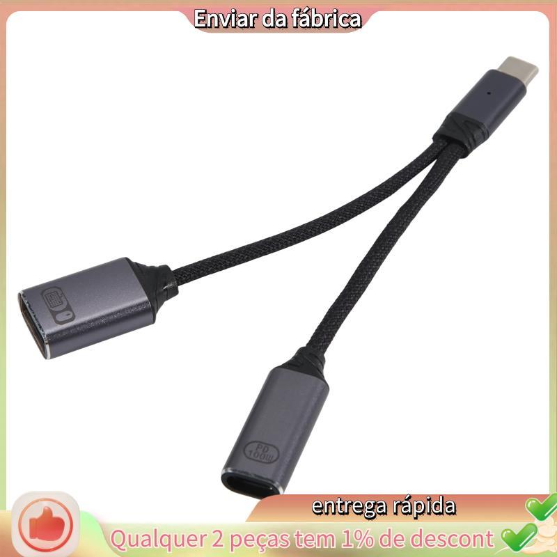 Cabo Adaptador USB Para OTG Com Carregamento PD Plug and Play Conversão Transparente Smartphone Laptop Tablet Cinza