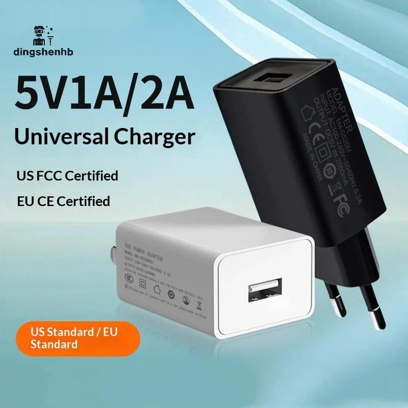dingshenhb Adaptador De Alimentação USB Universal 5V 1A 2A Ue Eua Plug Carregador De Parede AC Portátil Para Smartphone