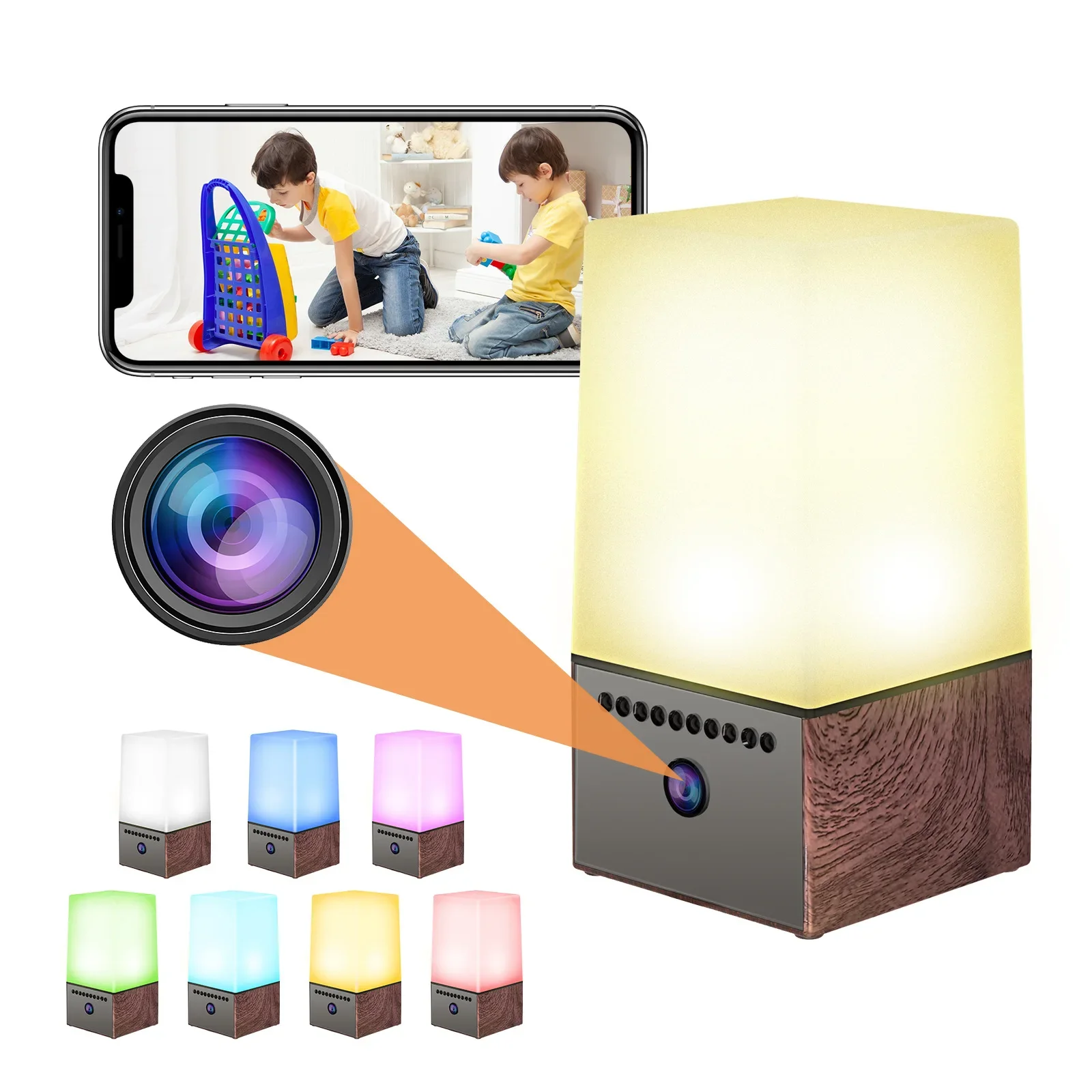 Mini Wireless Camera 4K HD WiFi Security Nanny with RGB Night Light 130° Wide Vision Motion Detection Real Time Rec Baby Monitor