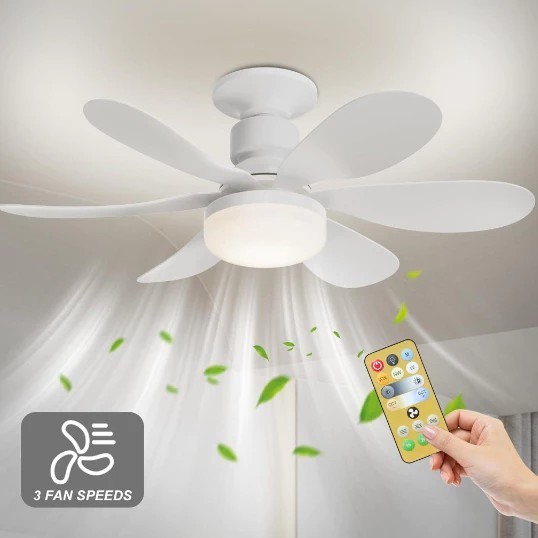 Ventilador de Teto Wind Light Silent – LED 60W/80W, 6 Pás, Silencioso, com Controle Remoto