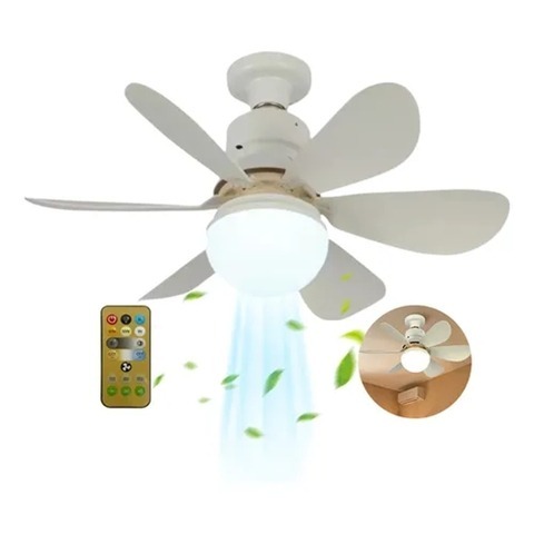 Ventilador de Teto e Lampada 60w e 80w  6 Hélices    Controle Remoto Luz Led  Branco Frio e Branco Quenteco quente