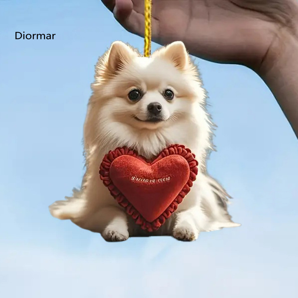 Wear-resistant Dog Accessory Acrylic Ornament Valentine’s Day Puppy Hanging Decoration Cute Pendant for Car Rearview M