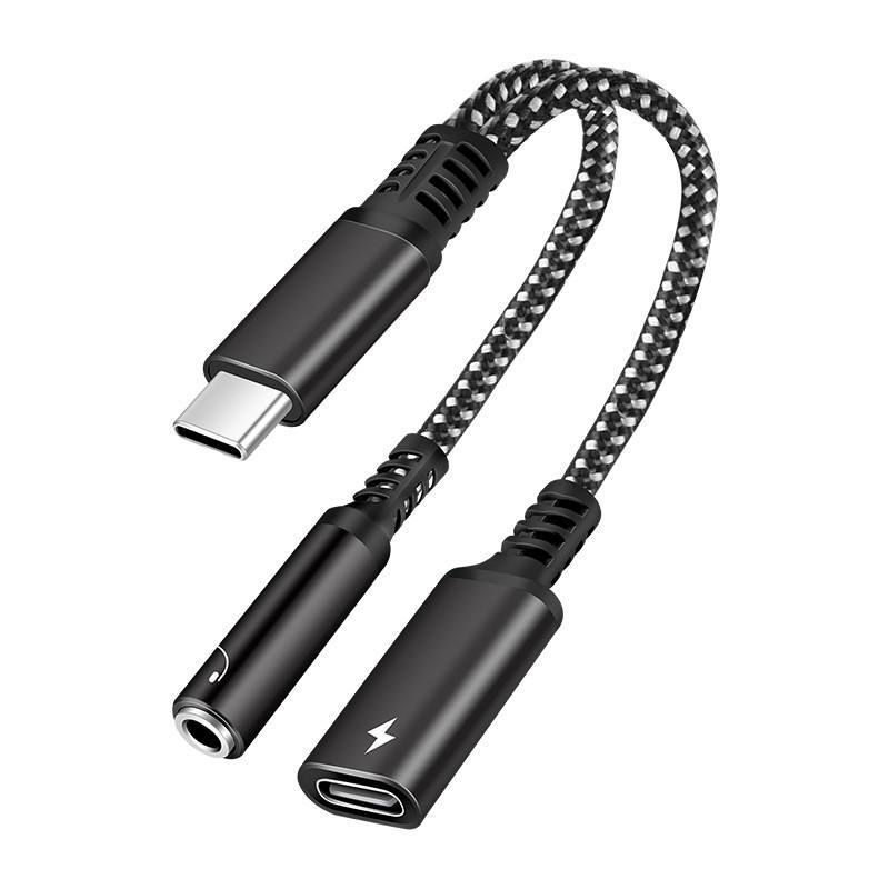 Adaptador 2 Em 1 Type C Para 3.5 Mm Charge Audio Aux Ipad Pro Samsung S22 Note 20 Huawei Xiaomi
