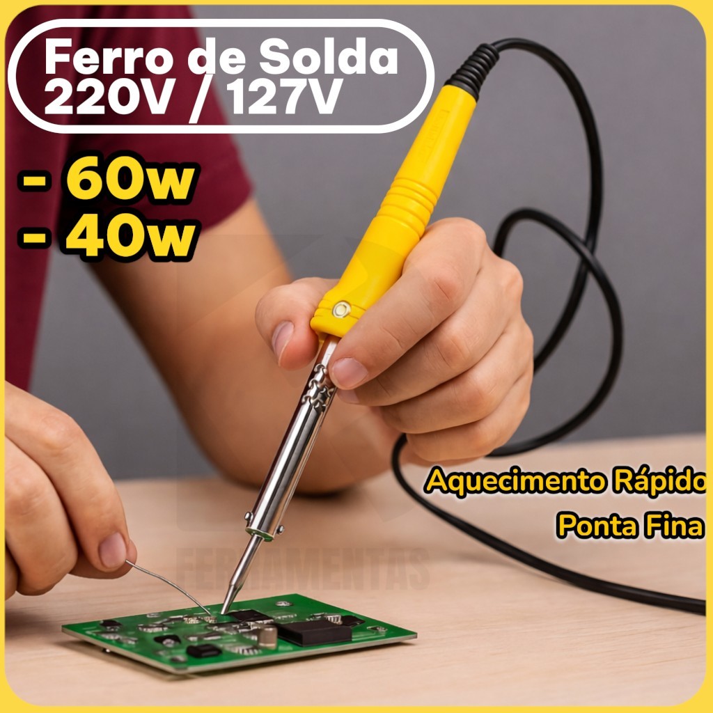 Ferro de Solda Profissional 60w ou 40W Aquecimento Rápido 127V / 220V Soldagem até 480°c Graus