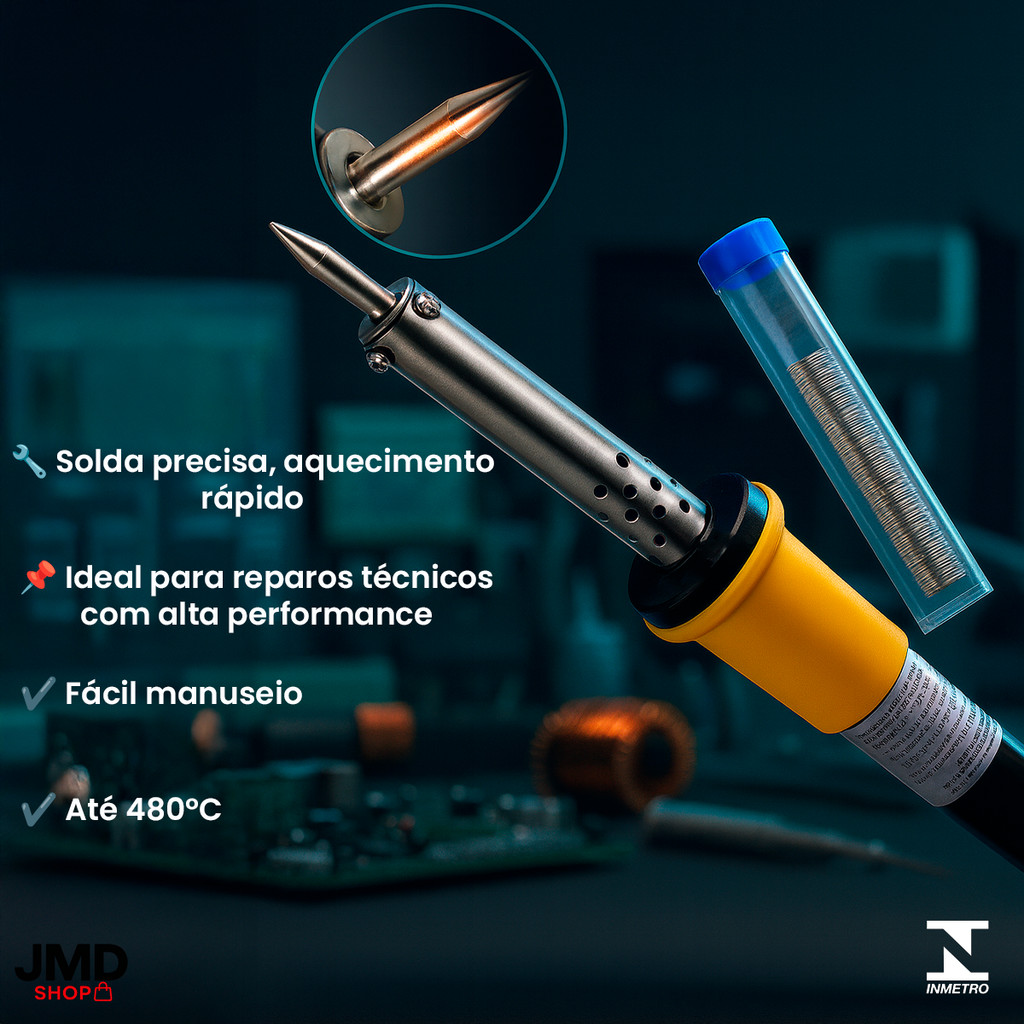 Kit Ferro De Solda Soldar Soldador 110v ou 220v 40w ou 60w Com Estanho