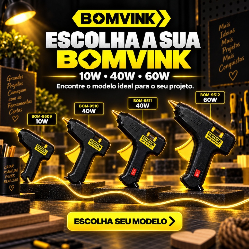 Pistola de Cola Quente Bivolt 10W 40W 60W Profissional para DIY Decoração e Artesanato