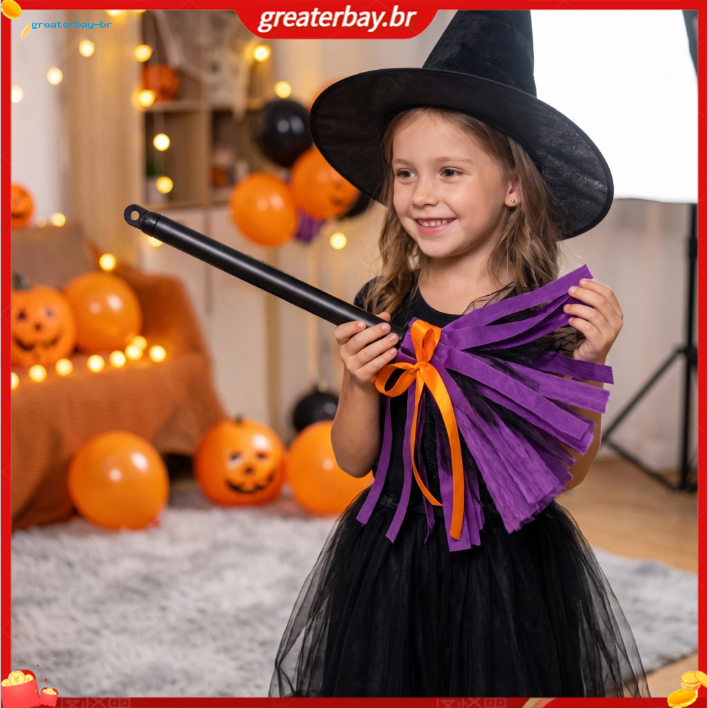 Sound-activated Halloween Witch Broomstick Prop with Telescope – Cosplay Accessory for Party Haunted House Masquerade