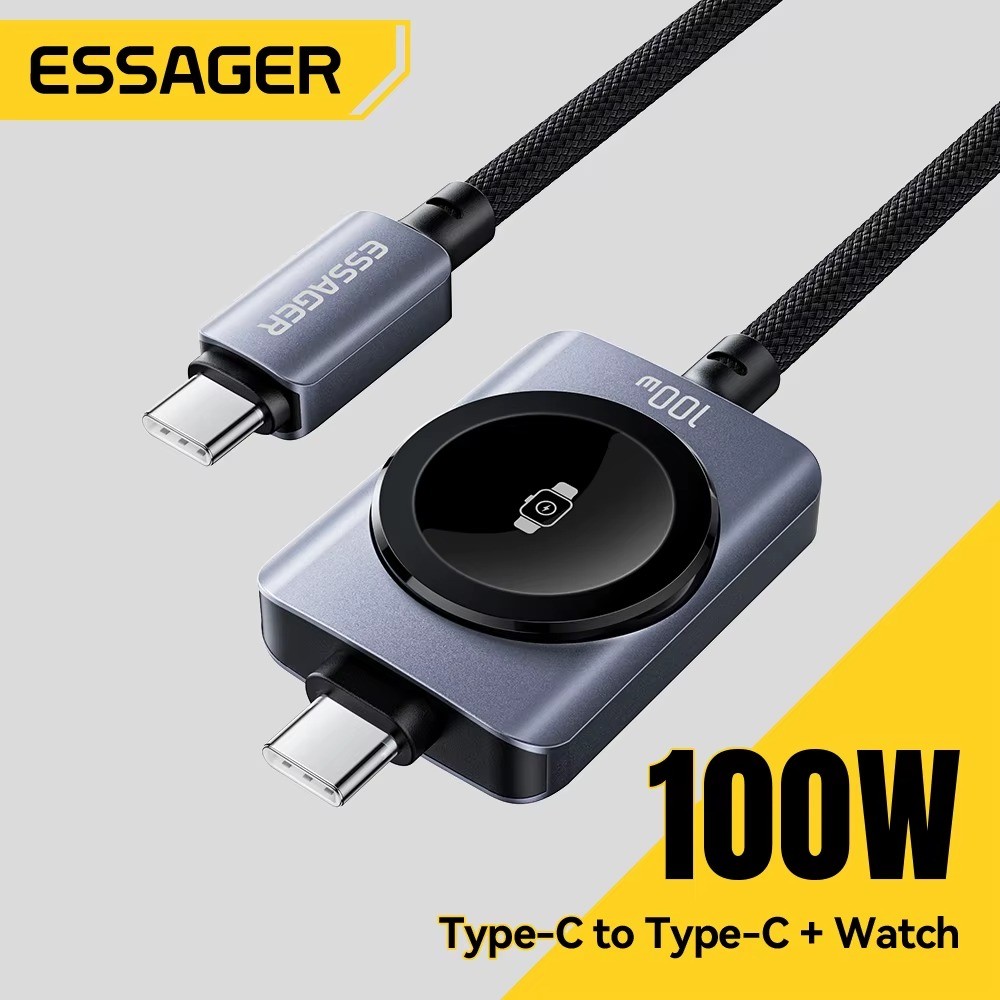Cabo Carregador 2 em 1 Magnético USB-C + Apple Watch Essager 100W