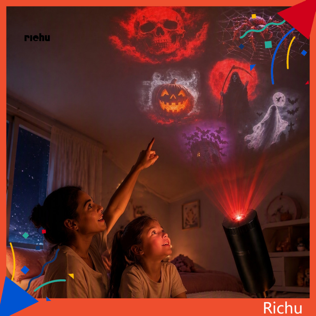 Indoor Projection Halloween Projector Light Night with 6 Discs 360° Adjustable Usb Led Atmosphere Lamp for Bedroom Room