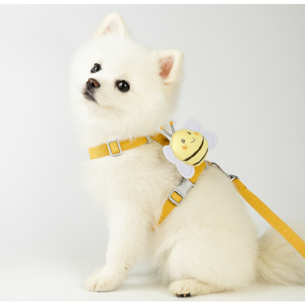 Conjunto De Arnês + Trela Para Cães Showbear Cute Bee 1 + 1 │ De Caminhada Tipo H Pequenos Ajuste Ajustável Leve E Confo