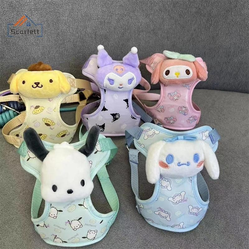 [Scarlett] Cartoon Sanrio Cute My Melody Kuromi Cinnamoroll Novo Arnês Para Cães Pequenos E Médios Com Design De Corda C