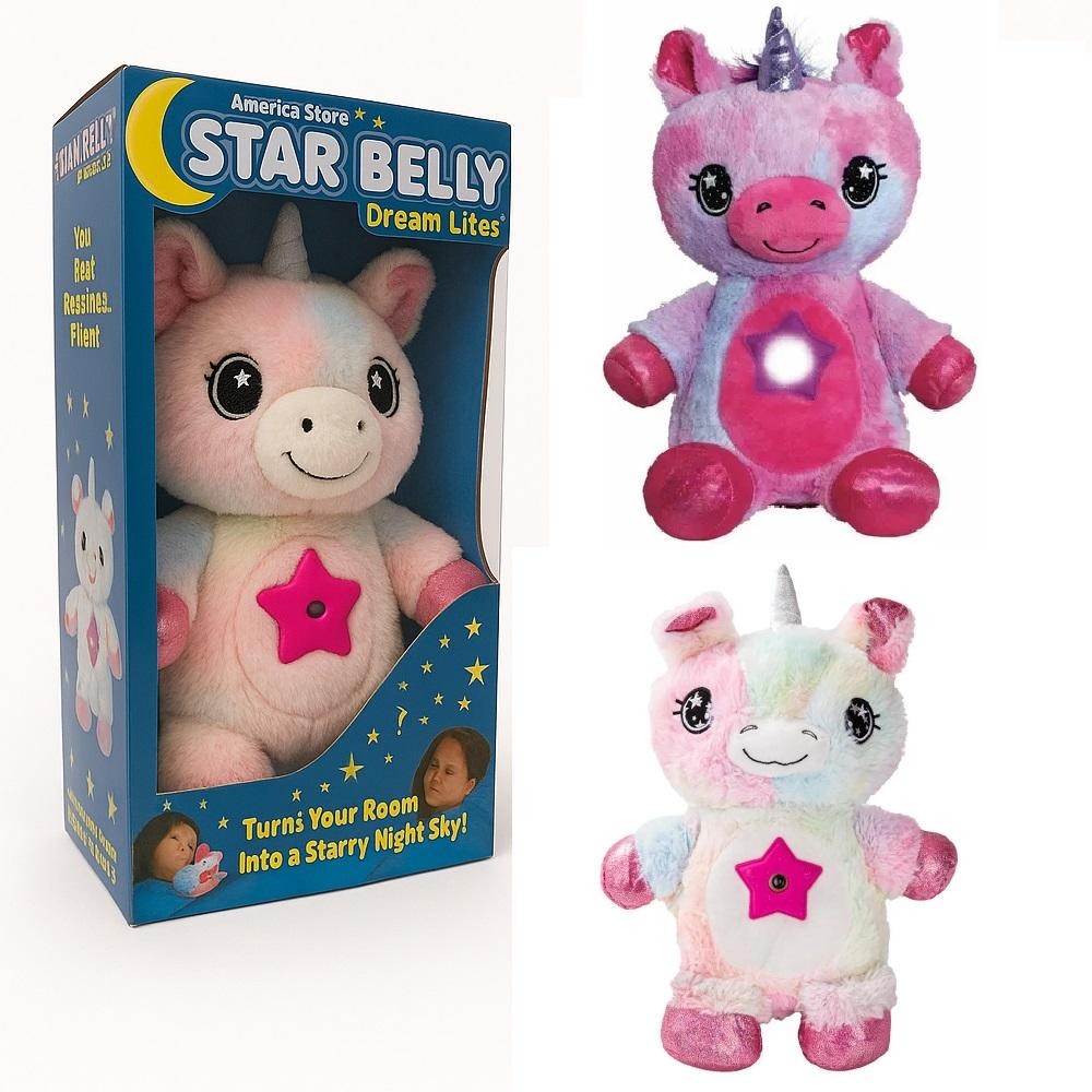 URSO DE PELUCIA UNICORNIO COM PROJETOR DE ESTRELAS NOITE ILUMINADA URSINHO MUSICAL LUZ NOTURNA
