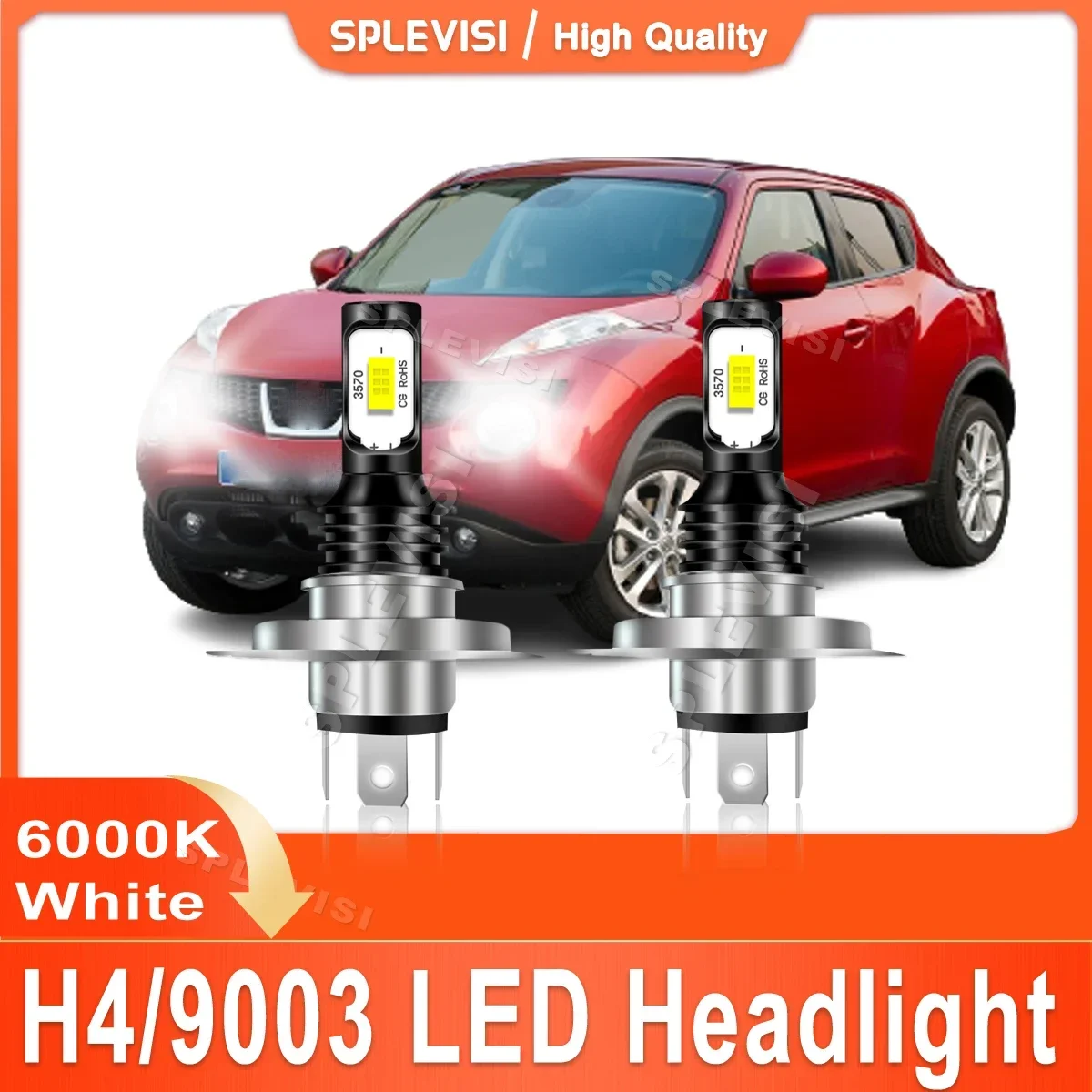 2pc H4/9003 LED Headlight High Low Beam Upgrade CSP Chips Pure White For Nissan Juke F15  2011 2012 2013 Car Light Plug and Play