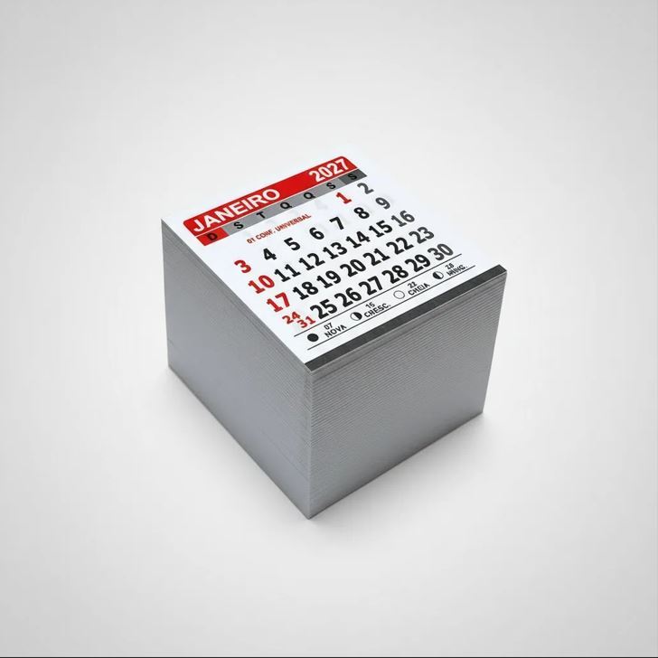 MINI BLOQUINHO CALENDÁRIO 2027 5X5CM P/ IMÃ GELADEIRA 500UN