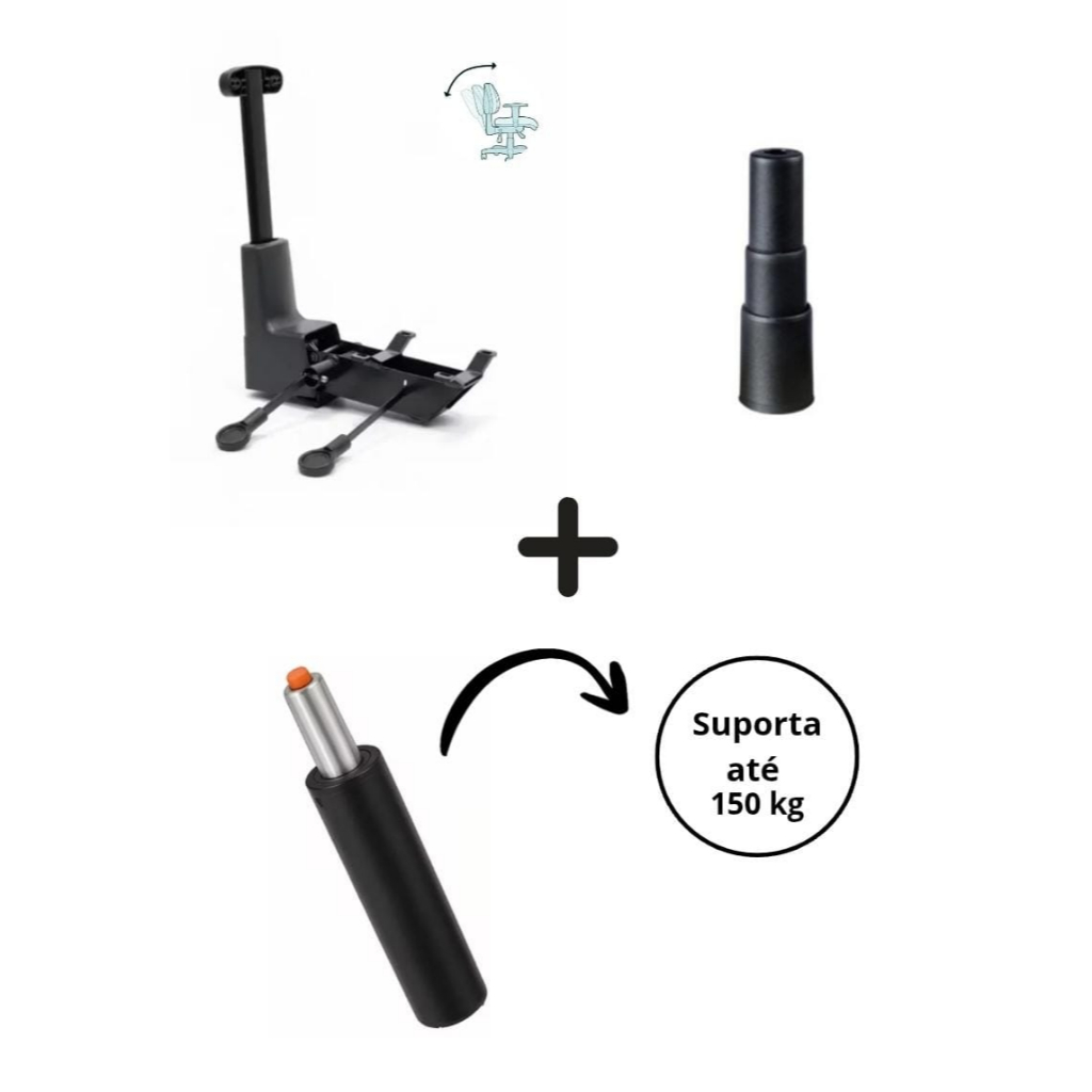 Kit Gamer – Back System Universal + Pistão Reforçado 150kg + Capa Telescópica