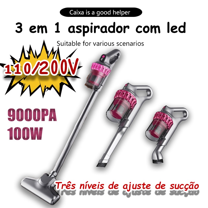 110/220V Aspirador de Pó Alta Sucção Sem Fio 3 Em 1 Multifunções Remoção de Ácaros Zero Pó Ultra 10000PA 100W
