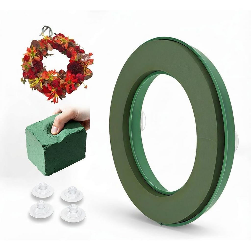 Fruvalin 11-Inch High-Density Oasis Floral Foam Wreath Base, Wet Ring for Excellent Water Retention, For Wedding, Car, B