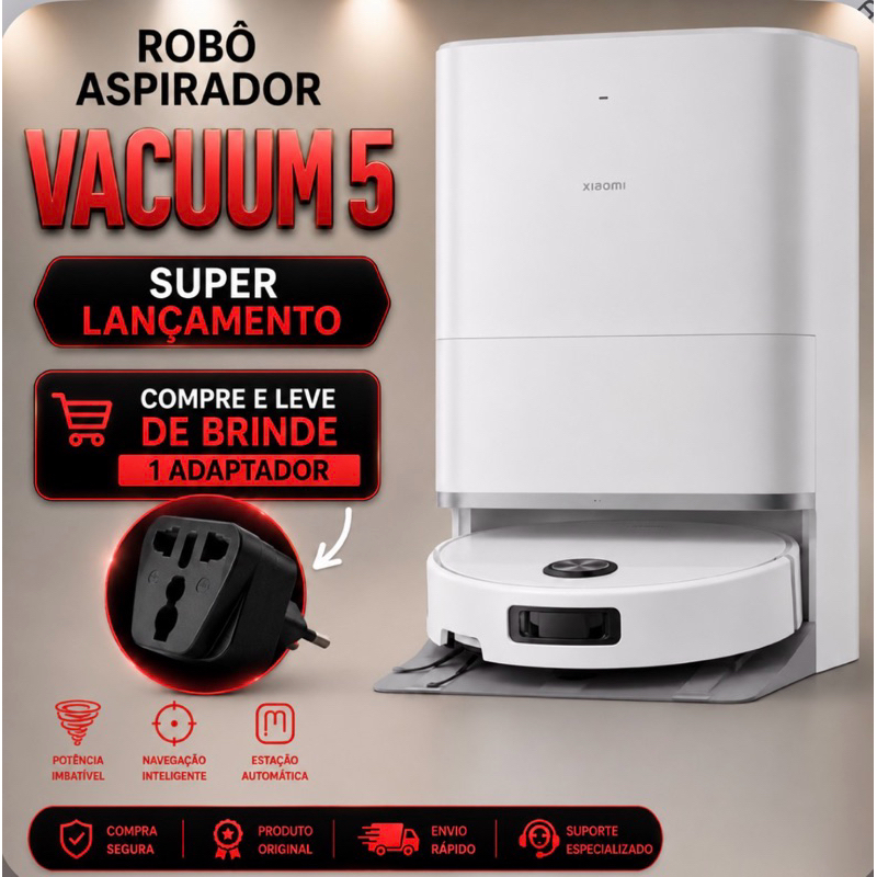 Robô Aspirador Vacuum 5 20000pa Base Autolimpante Branco 220v