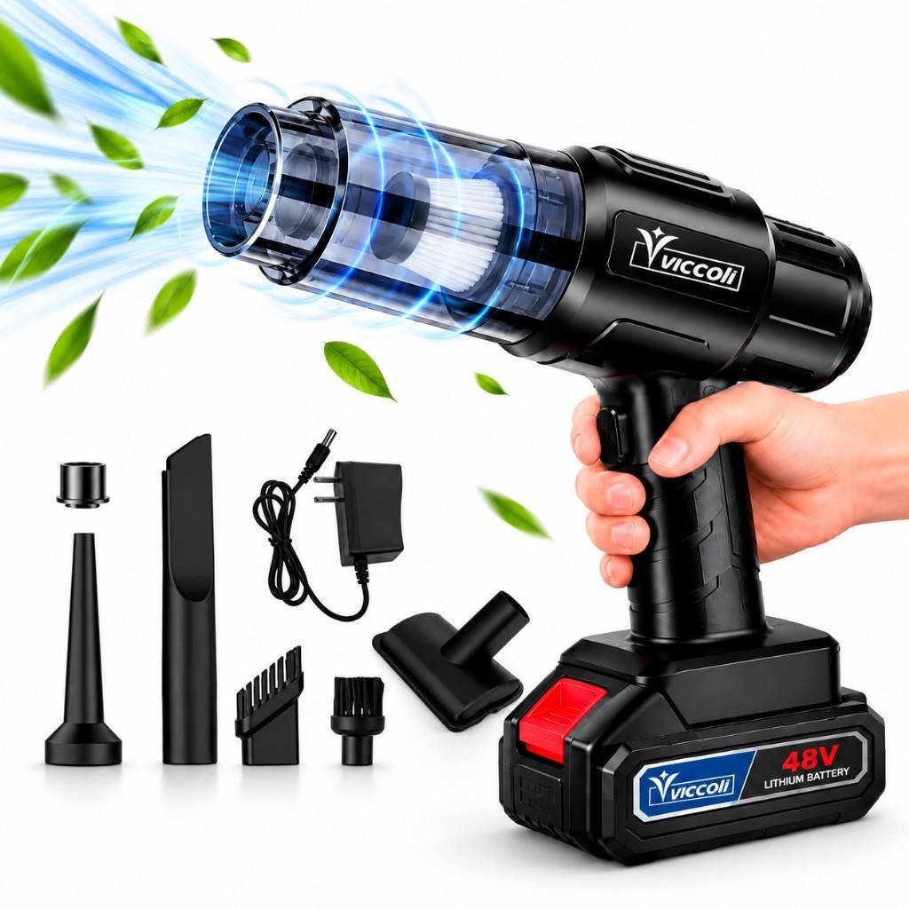 Aspirador Soprador Portátil 20000Pa  6 Bicos 280W Filtro HEPA Carro Casa Sofá Pelos