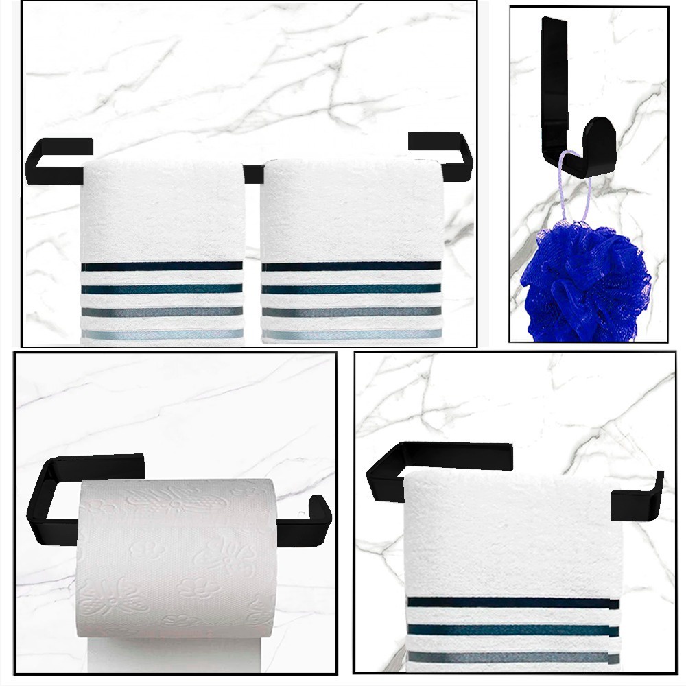 Kit Acessorios para banheiro Preto Modern 4 peças