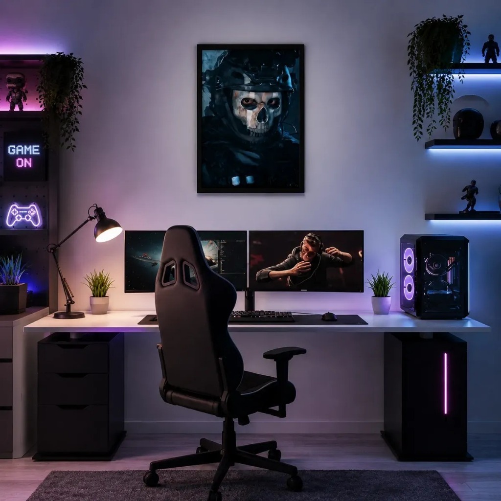 Quadro Decorativo 30x40 Ghost Call Of Duty Modern Warfare Arte Geek Nerd Quarto Gamer