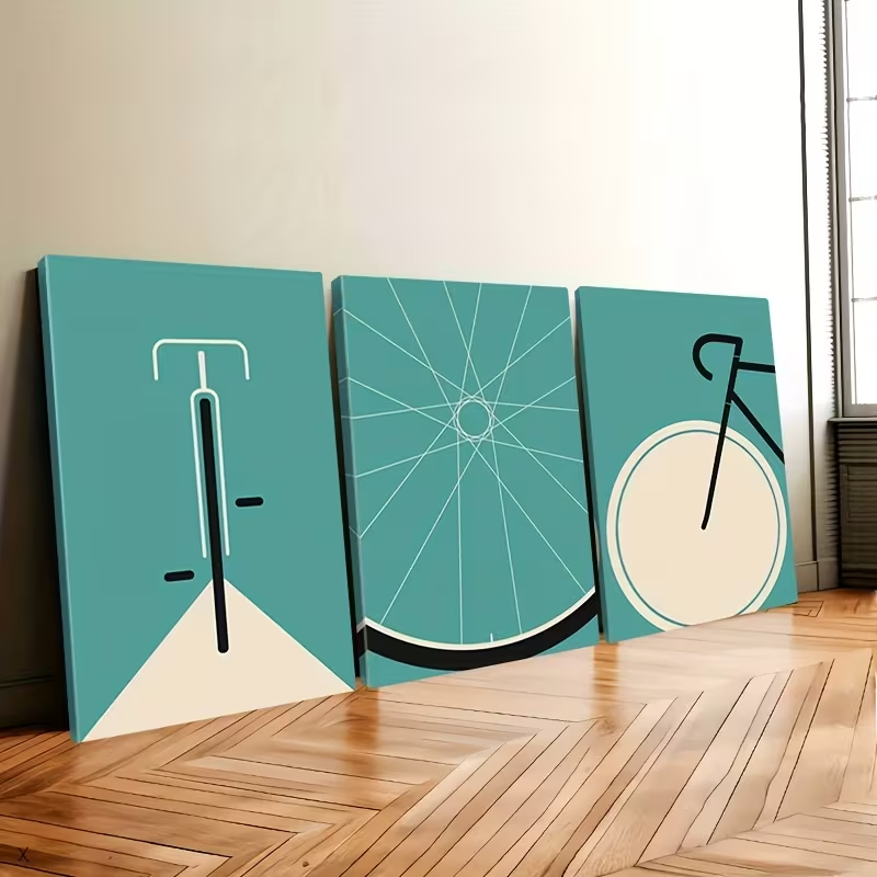 Quadro Decorativo Tríptico Minimalista Bicicleta Modern