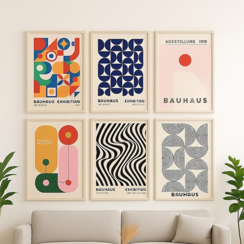 Minimalista Bauhaus Modern Home Office Decor Geométrico Abstrato Pôsteres Fotos De Parede