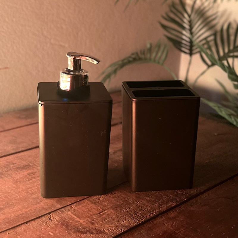 Kit Porta Escova de Dente + Saboneteira | Higiênico Funcional Minimalista Modern Banheiro Lavabo Pia