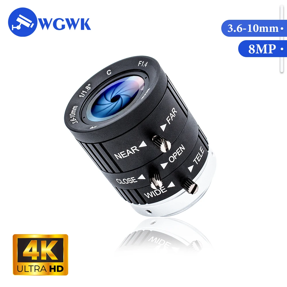 WGWK HD CS Mount Webcam 4K Manual Zoom Varifocal CS Lens 1/1.8'' F1.4 For CCTV Security Camera HD Video Capture For Fast Moving