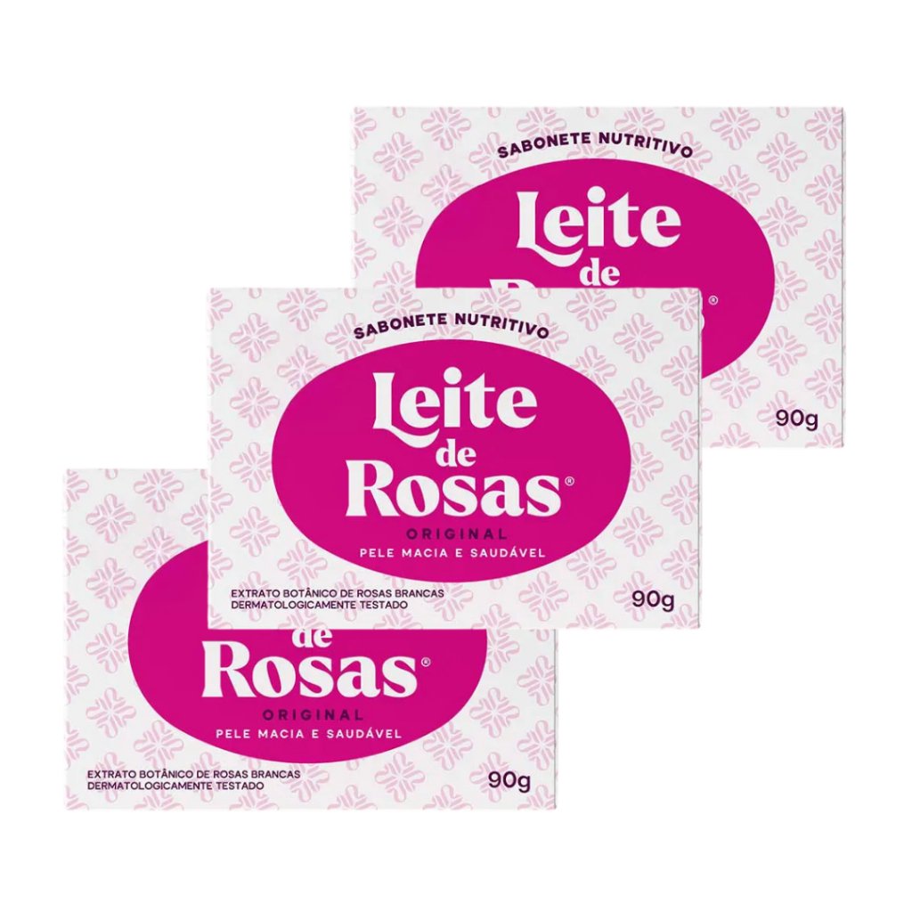 Kit C/3 Sabonetes  Leite de Rosas 90g -Original - Limpeza Pele - Envio Rapido