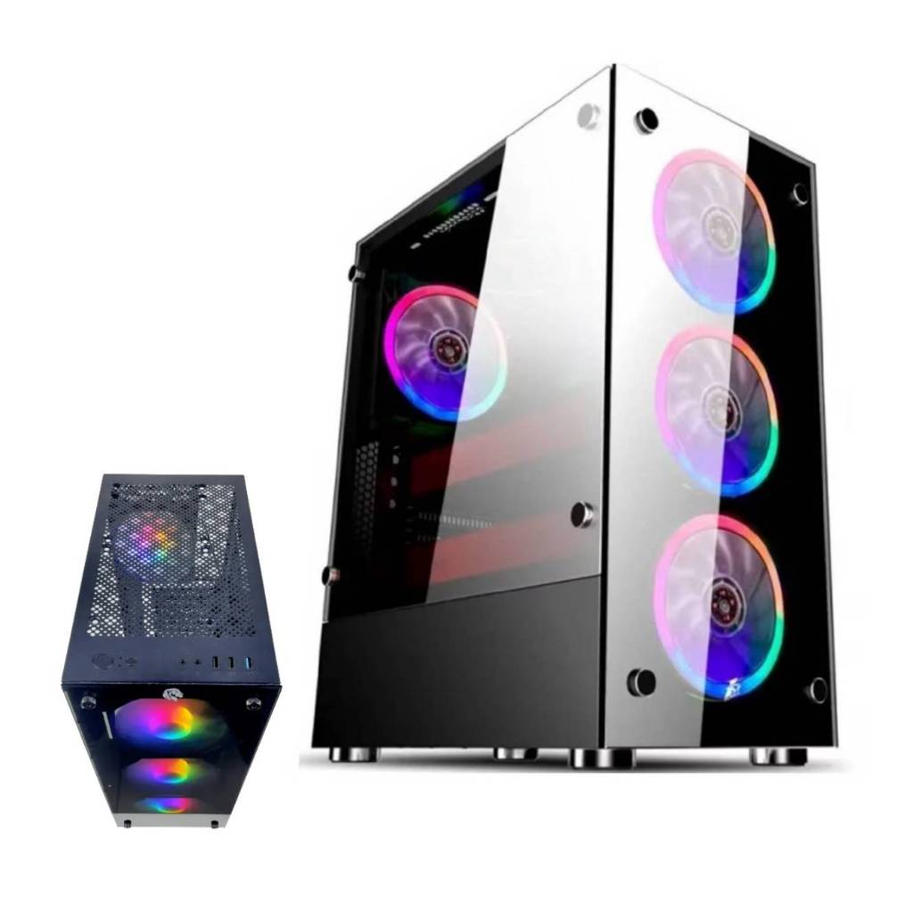 Gabinete Gamer Com 4 Fans Led RGB Com Filtro de Poeira Removível ATX/Micro-ATX/ITX (17*29)
