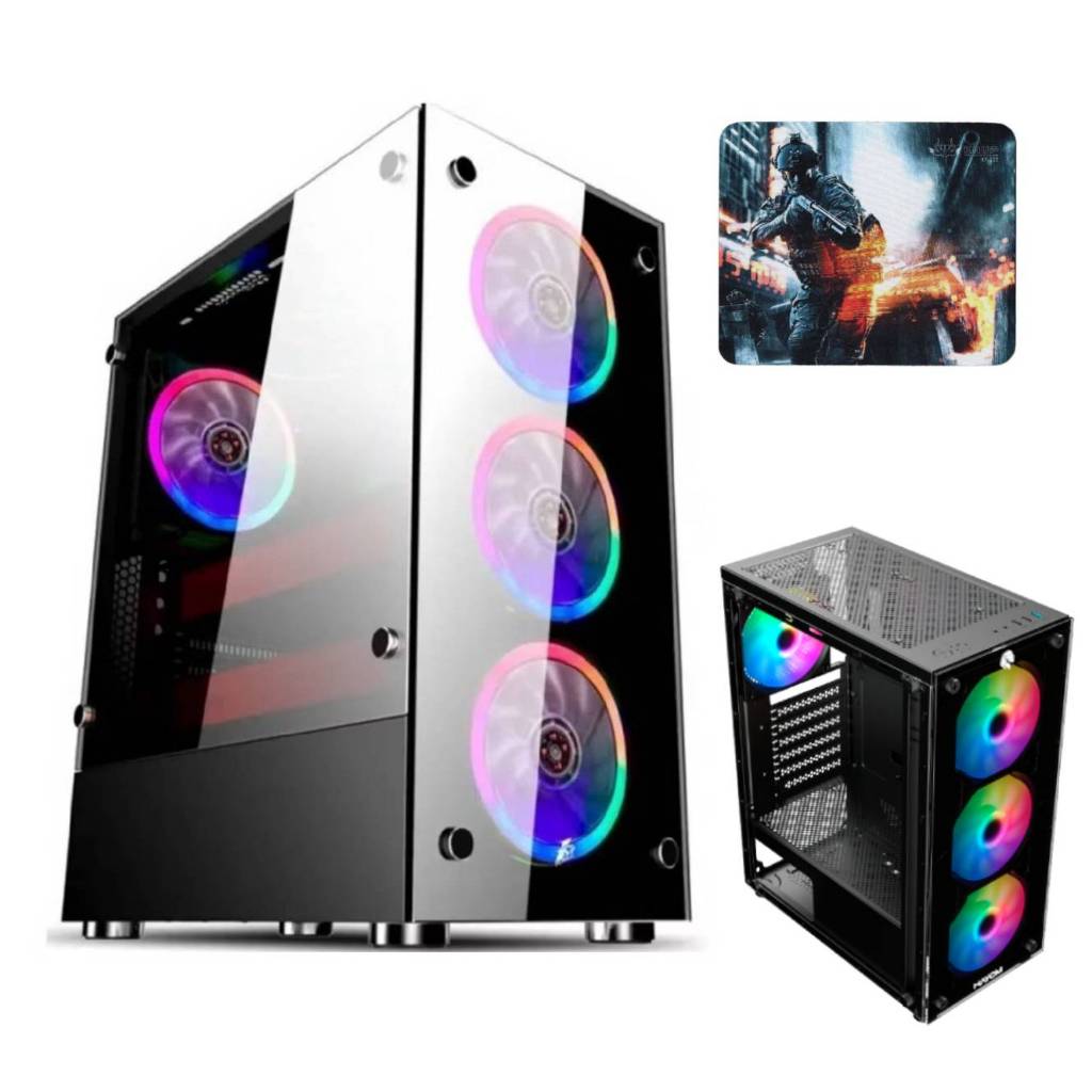 Gabinete Gamer C/4 Fans Rgb Led Filtro de Poeira superior  1729 + Mousepad BRINDE