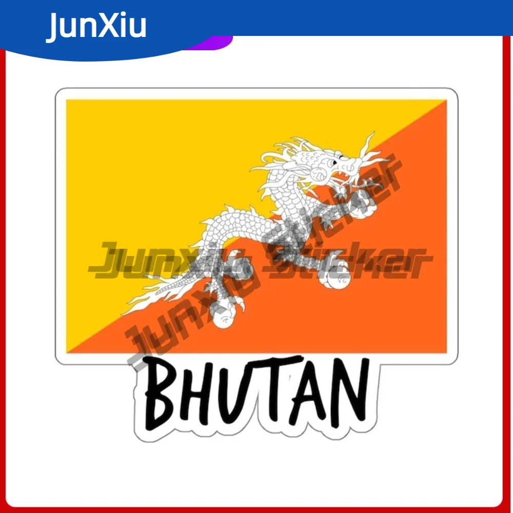 Bhutan Flag Adventure Travel Stickers Laptop Backpack Camper Windows Windshield Luggage Decor Decal Accessories V125 Motorcycle
