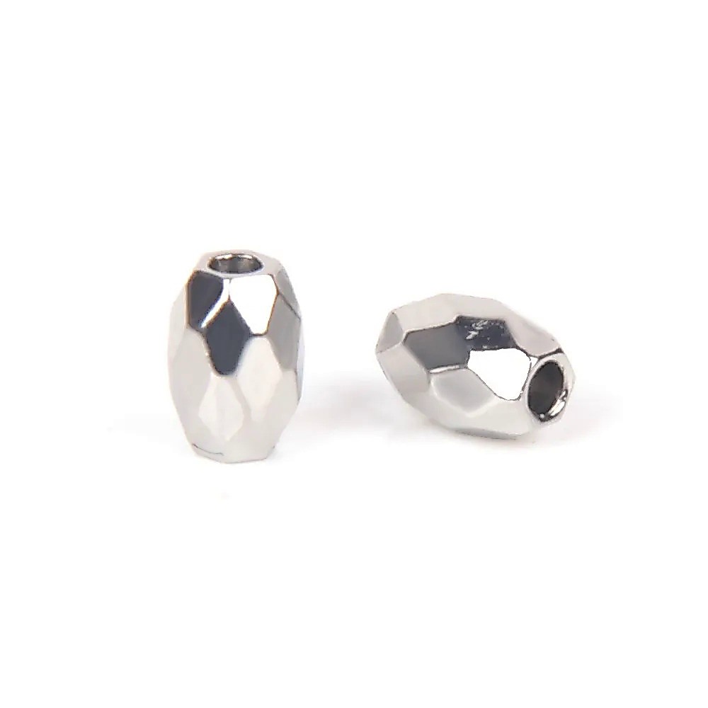 XHN 20pcs Stainless Steel Elliptical Diamond Shaped Ball with Multiple Facets Loose Bead for Diy Jewelry Making Supplins