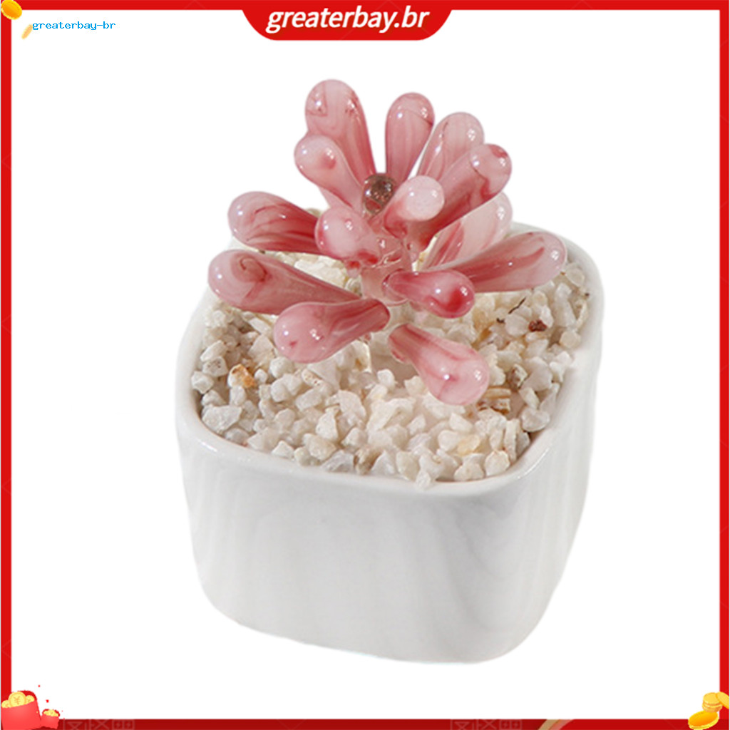 Glazed Mini Artificial Succulents in Glass Planter – Maintenance-free Desk Office Decor Perfect Gift for Home Workspac