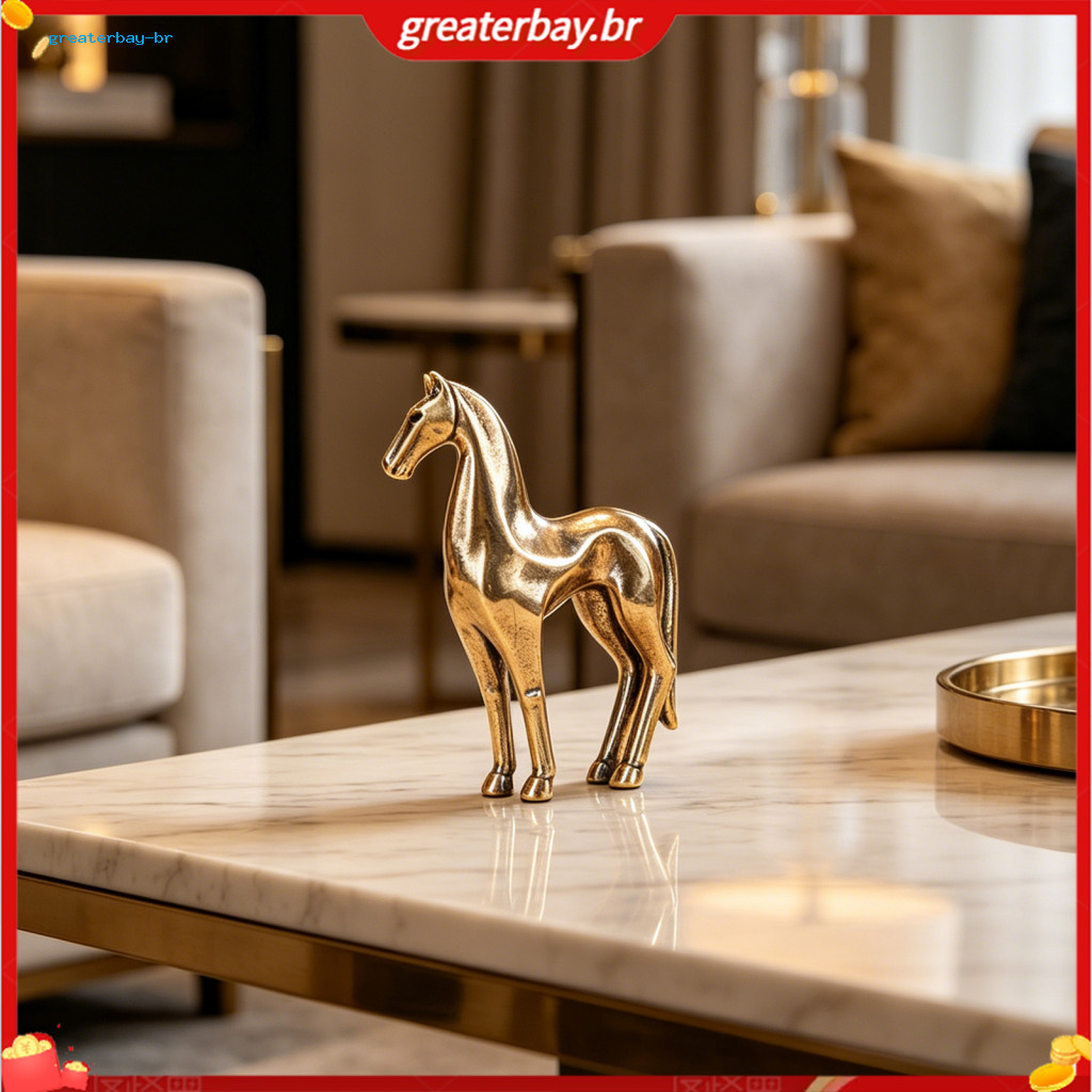 Vintage Mini Horse Brass Figurine Small Feng Shui Statue Collectible Ornament for Office Desk Table Mantle Decoration Lu