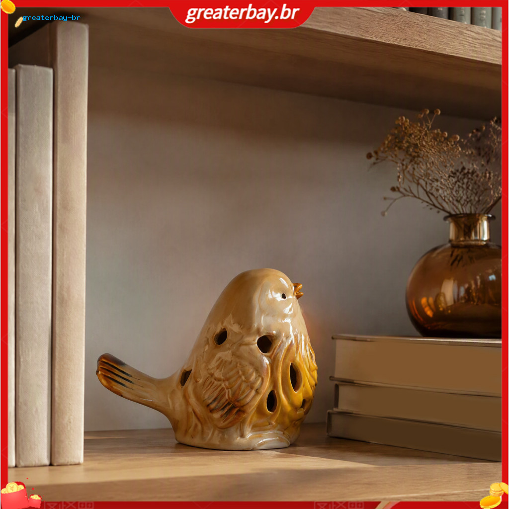 Ceramic Hollow Bird Figurine – Modern Mini Sculpture for Desk Shelf Room Bedroom Office Decor Elegant Home Accent Gift